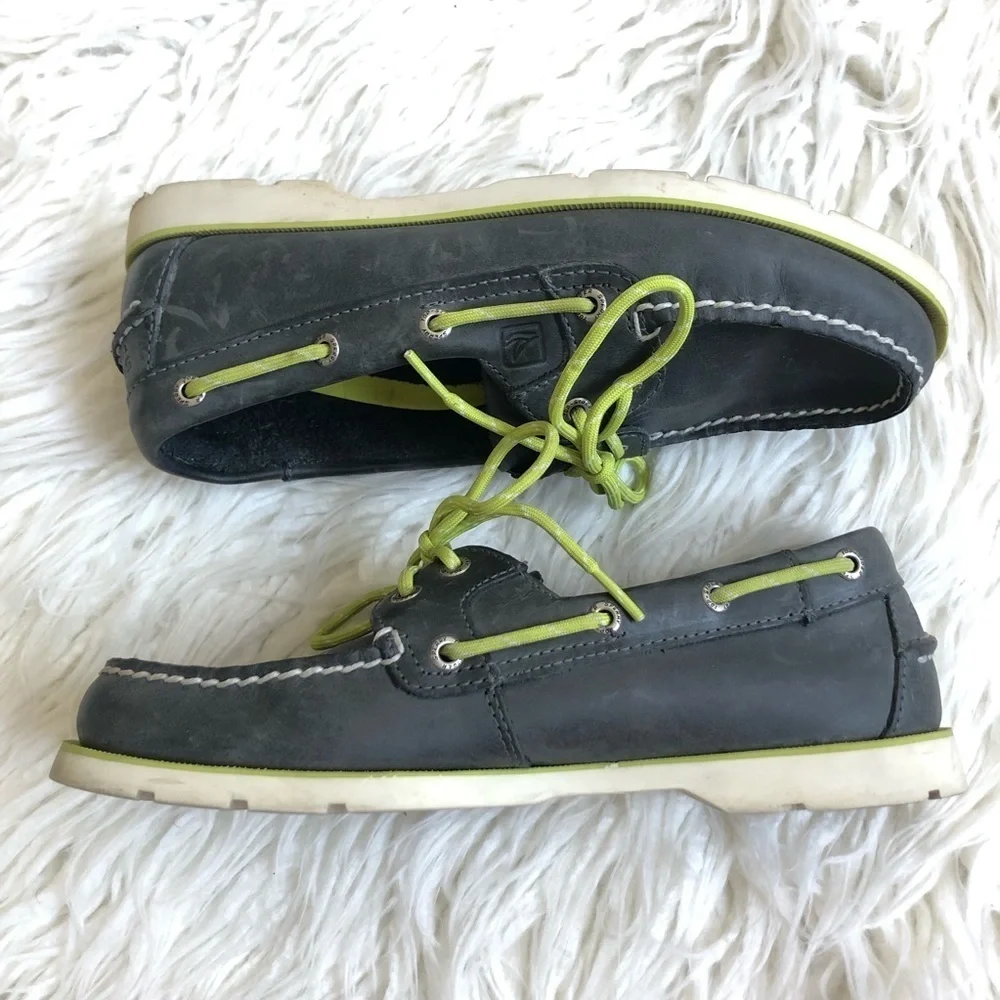 Sperry Top-Side Leather Neon Lace Boat Shoe